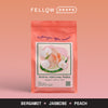 A pink bag of Hydrangea Coffee's Gesha - Semi Washed by Andres Martinez with floral art.