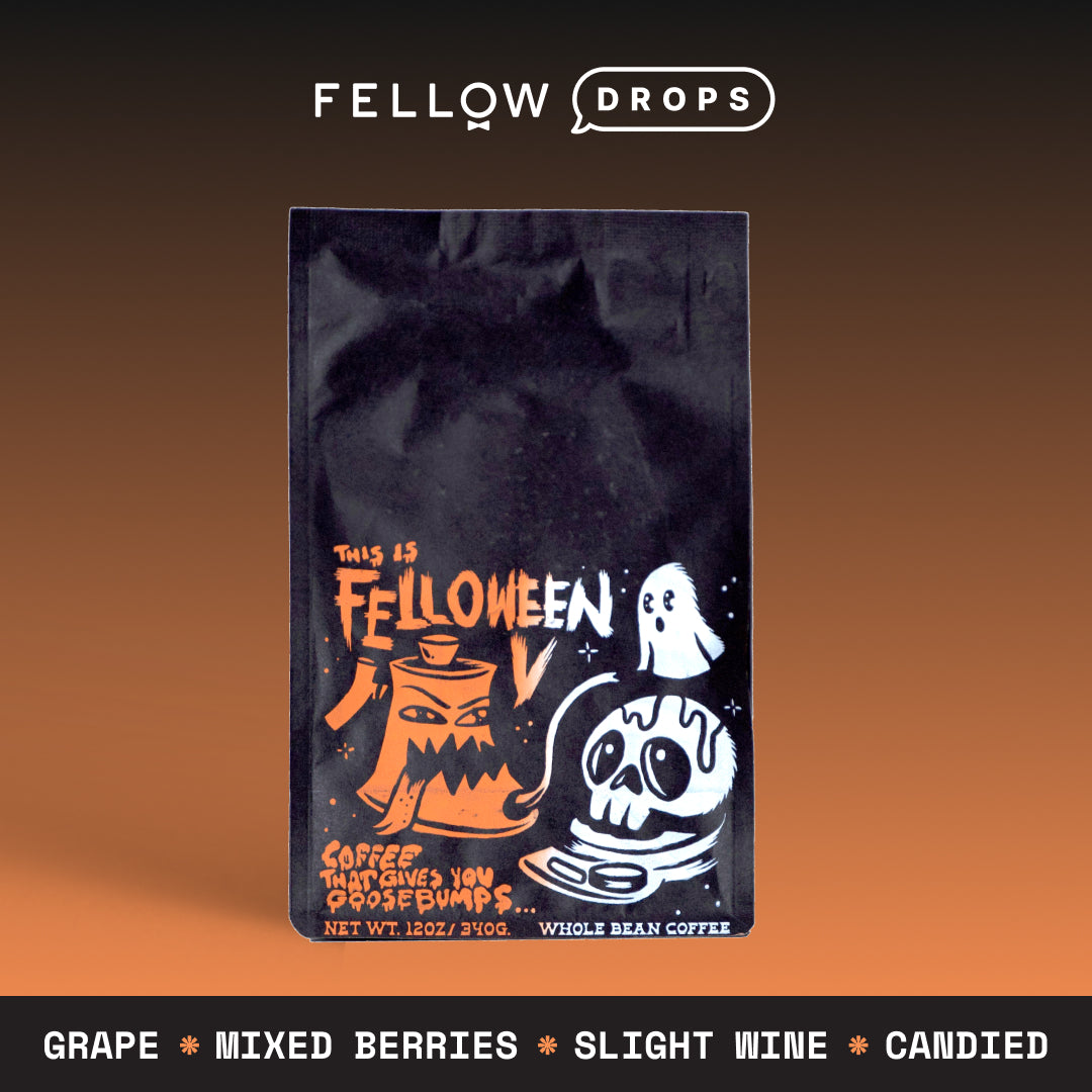 Brandywine’s Felloween V: black bag with orange Halloween art and Ethiopian coffee.