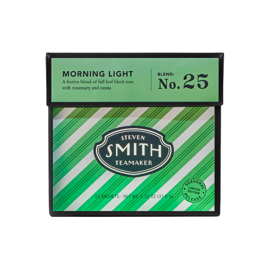 A box of Smith Teamaker Wholesale Morning Light tea, featuring hints of cacao nibs. - media