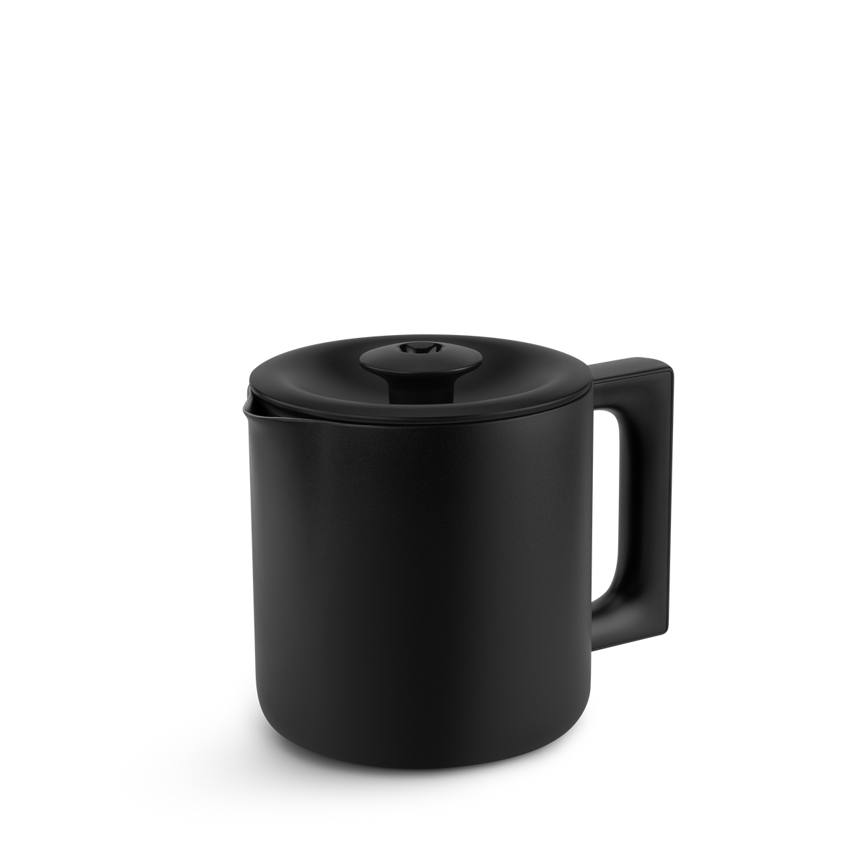 Fellow Aiden Precision Coffee Maker Thermal Carafe + Lid in matte black on white background.