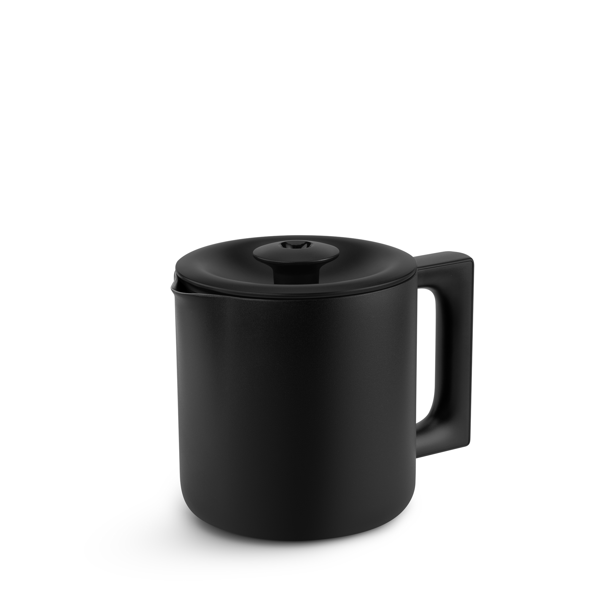 Fellow Aiden Precision Coffee Maker Thermal Carafe + Lid in matte black on white background.