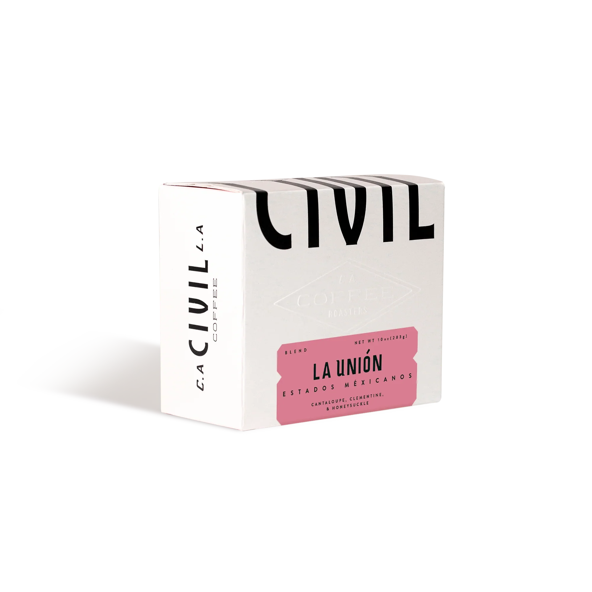 White box of La Union Blend by Civil Coffee Store on a plain background.