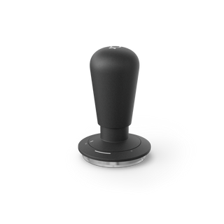 The Fellow Espresso Guided Tamper in black ensures consistent tamping on a white background.
