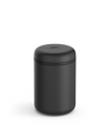 Fellow Atmos Vacuum Canister in matte black with a round lid and small top button.