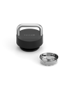 Fellow The Carry Lid in black and silver with detachable metal filter, on white background.