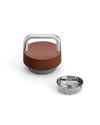 The Carry Lid by Fellow: a brown and silver tumbler lid with removable metal filter.