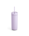 Fellow Carter Cold Tumbler in lavender with straw on a white background.
