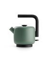 Fellow Clyde Electric Kettle in Smoke Green with black handle and modern, minimalist design.
