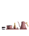 Fellow The Kettle + Matcha Kit: pink bowl, kettle, whisk, tray, scoop & matcha tin.