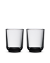 Two clear Pirch Espresso Glasses by Fellow on a plain white background.