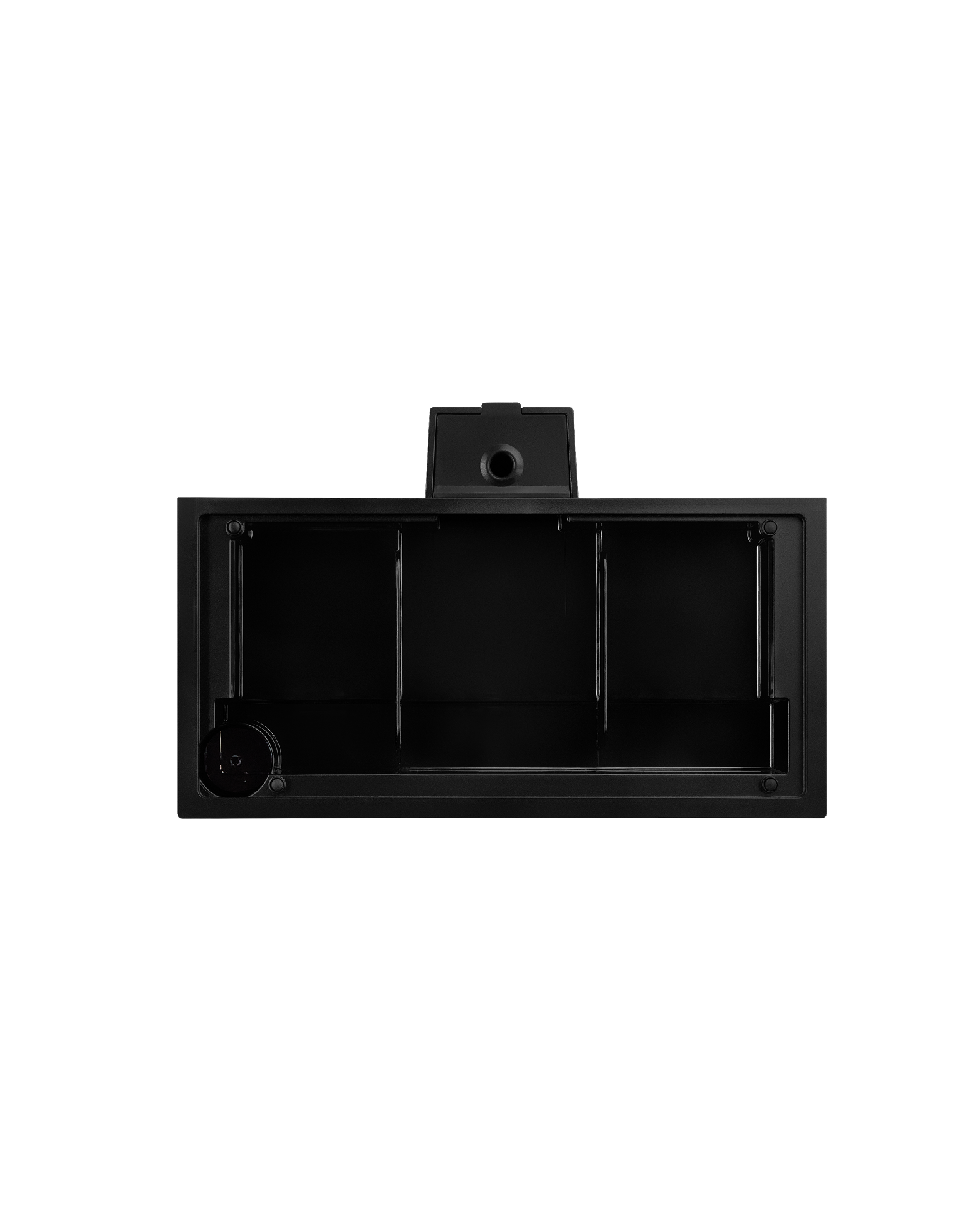 Fellow Series 1 Drip Tray Base, black plastic, rectangular, with three front-facing compartments.