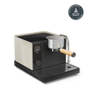 Fellow Espresso Series 1 in Sesame + Maple with wooden handle, digital display, award badge top right.