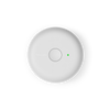 Matte white Atmos Lid by Fellow with center button and small green light indicator.