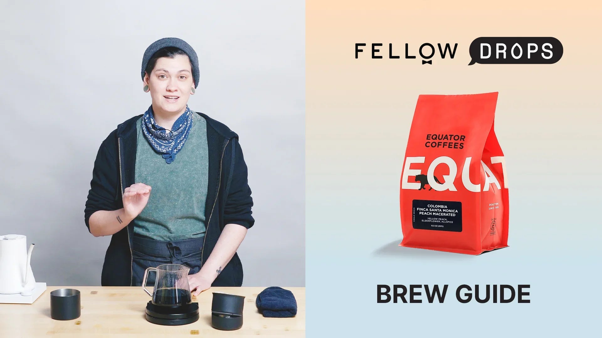 Fellow's Take On Colombia Finca Santa Monica Peach Maceration By Equator | Pour-Over Brew Guide | Fellow
