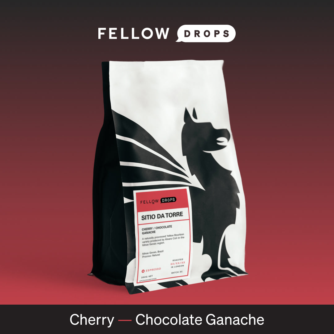 Sitio da Torre by Fellow: Yellow Bourbon coffee from Minas Gerais, bag with black wolf design.