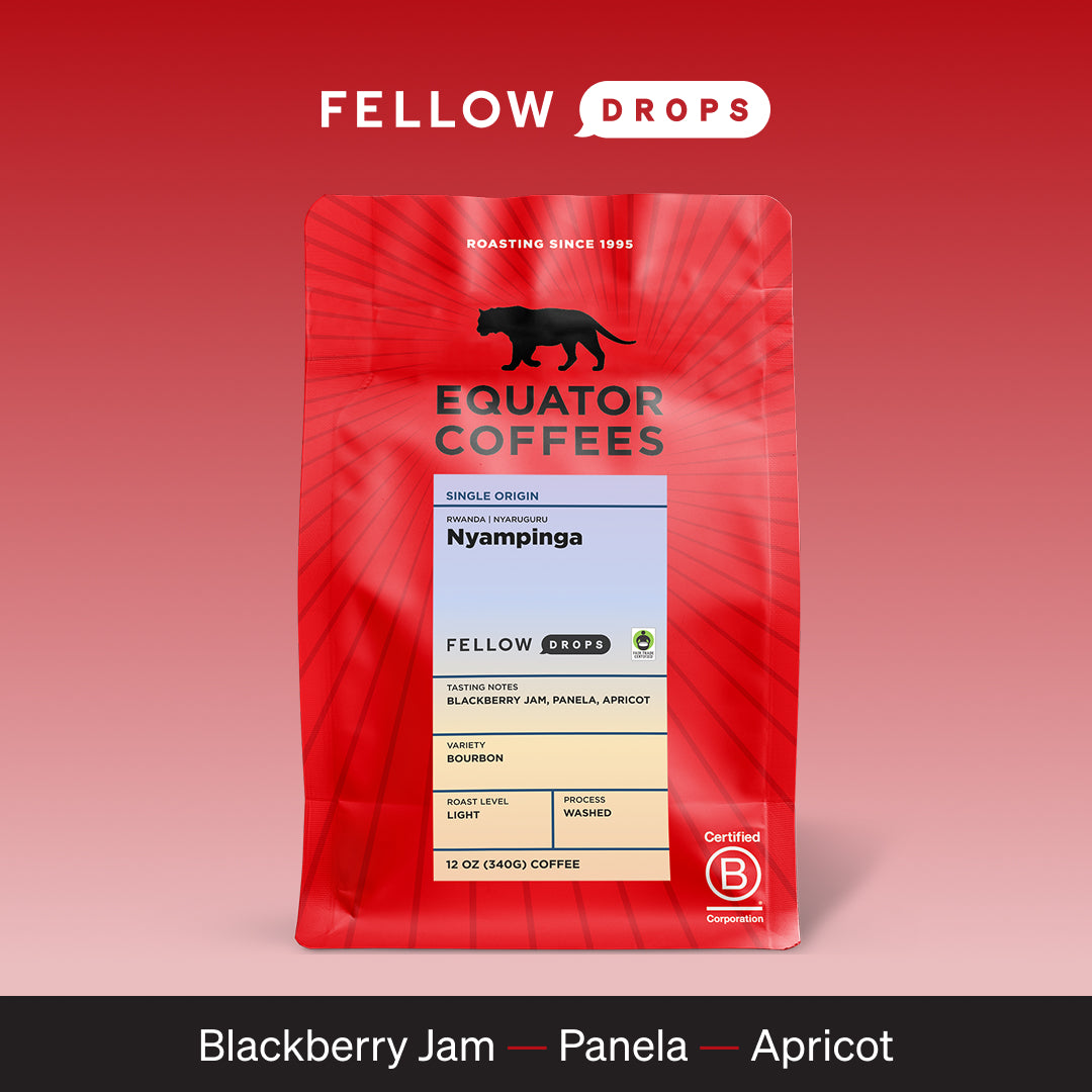 Equator Coffees Rwanda Nyampinga: blackberry jam, panela, and apricot flavor notes.