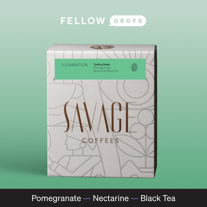 Savage Coffees Illumination: coffee with pomegranate, nectarine, and black tea notes.