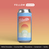 A Fellow Elysium coffee can with a sunset design, labeled with brand and flavor notes.