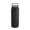 Matte black Carter Carry Travel Mug by Fellow with metal handle and logo on the bottom.