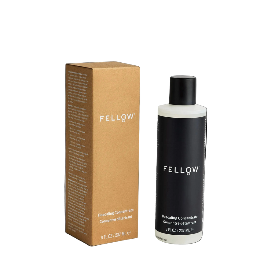 Fellow Descaling Concentrate, 8 fl oz bottle and box for coffee machines. - media