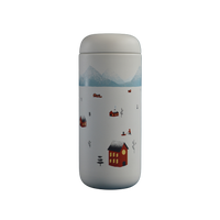 The Fellow Holiday Scene Carter in matte white is a stylish travel mug and perfect holiday gift. - media thumbnail