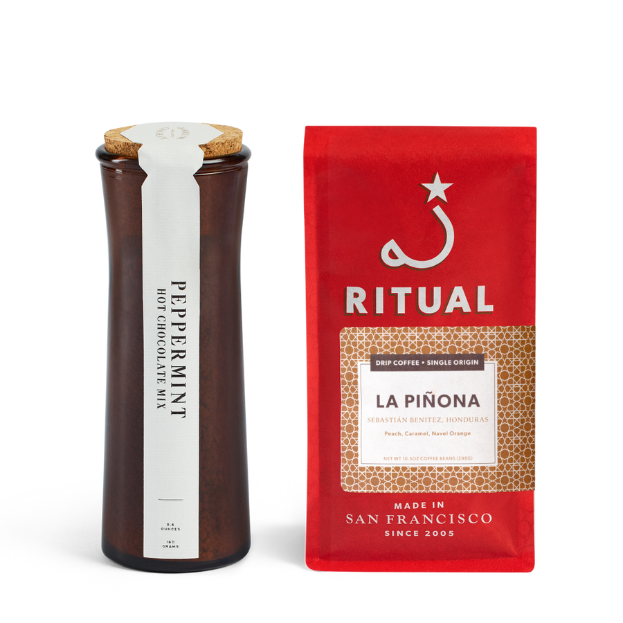 Fellow Peppermint Mocha Set: includes peppermint hot chocolate and Ritual La Piñona coffee. - media