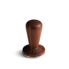 Fellow Series 1 Tamper, walnut handle, for 58 mm portafilter, shown on white background.