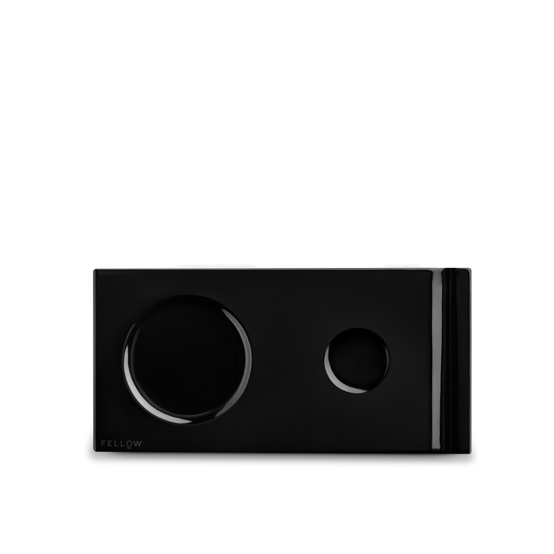 Fellow Matcha Set Base in Matte Black with two circular indentations, rectangular design.