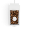Top view of a white coffee grinder with whole coffee beans—perfect for any home barista.
