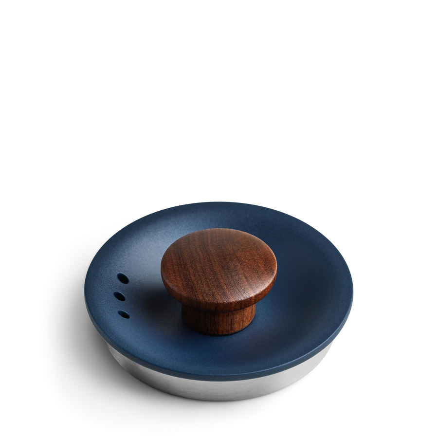Stagg EKG Lid with Lid Pull - Stagg EKG Lid with Lid Pull - Stagg EKG / Stone Blue + Walnut | Fellow - media