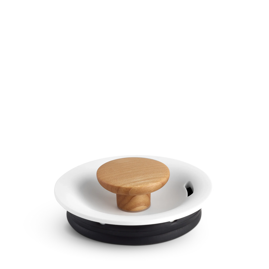 Stagg EKG Lid with Lid Pull - Stagg EKG Lid with Lid Pull - Stagg EKG Pro / Matte White + Maple | Fellow - media