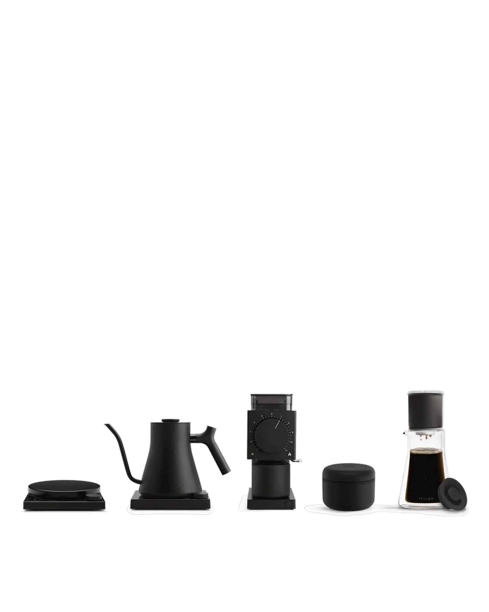 Fellow Build Your Own Brew Bar: scales, kettle, grinder, canister & coffee maker included.