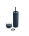 Fellow Carter 2-in-1 Chill Set in Stone Blue, vacuum insulated with straw, lid, and metal cap.