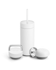 Fellow Carter 3-in-1 Lid System: versatile white travel mug with straw, ideal for gifting.