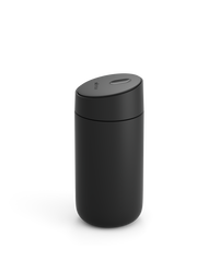 Fellow Carter Slide Mug—matte black, cylindrical, rounded lid, shown on white background. - media thumbnail
