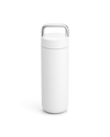 The Fellow Carter Carry Travel Mug in Matte White stands upright on a white background.