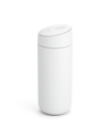 Fellow Carter Slide Mug, white and cylindrical with angled lid, on plain white background.