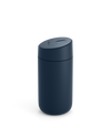 Fellow Carter Slide Mug: navy blue, insulated, minimalist design on a white background.