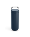 Fellow Carter Carry Travel Mug in Stone Blue with metal handle, shown on a white background.