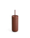 Fellow Carter Cold Tumbler with lid and straw on a white background.