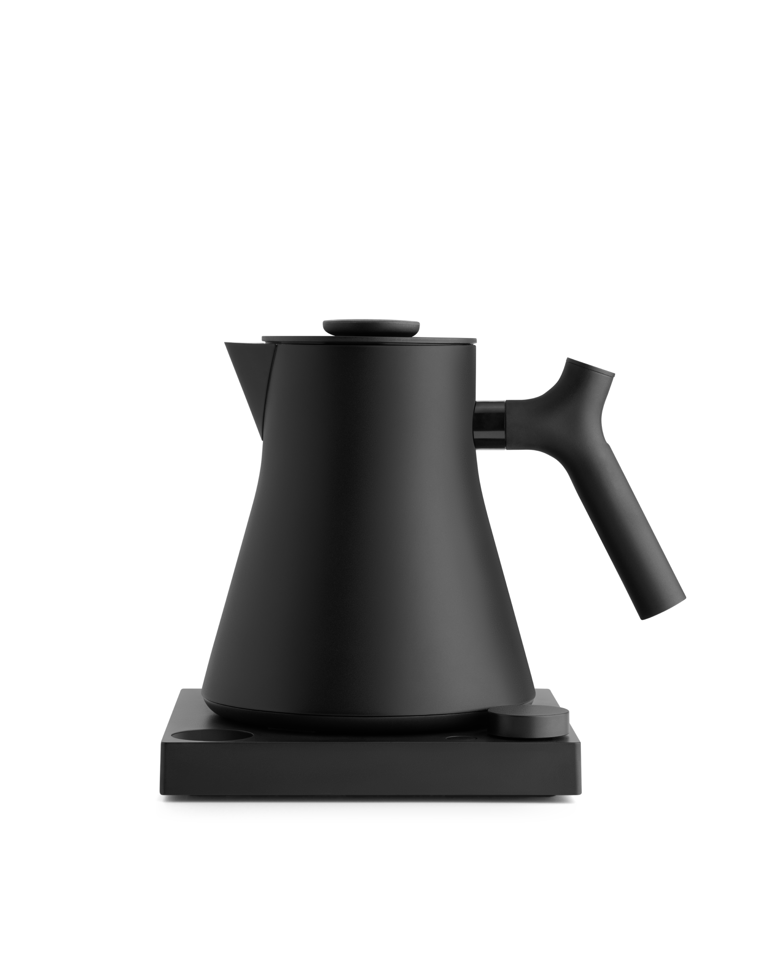 Fellow Corvo EKG Electric Kettle in matte black with modern design on a square base.