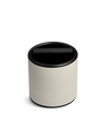Fellow Espresso Knock Box in Sesame, round with swinging lid—ideal for espresso workflow.