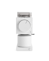 Fellow Ode Brew Grinder Gen 2, white, large numbered dial, Gen 2 Brew Burrs, front view.