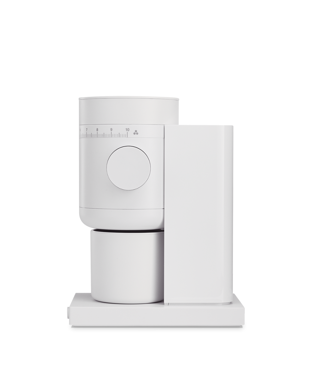 Fellow Opus 2 Conical Burr Grinder in matte white with a modern, minimalist design.