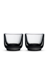 Two Fellow Pirch Espresso Glasses, thick-based, side by side on a white background.