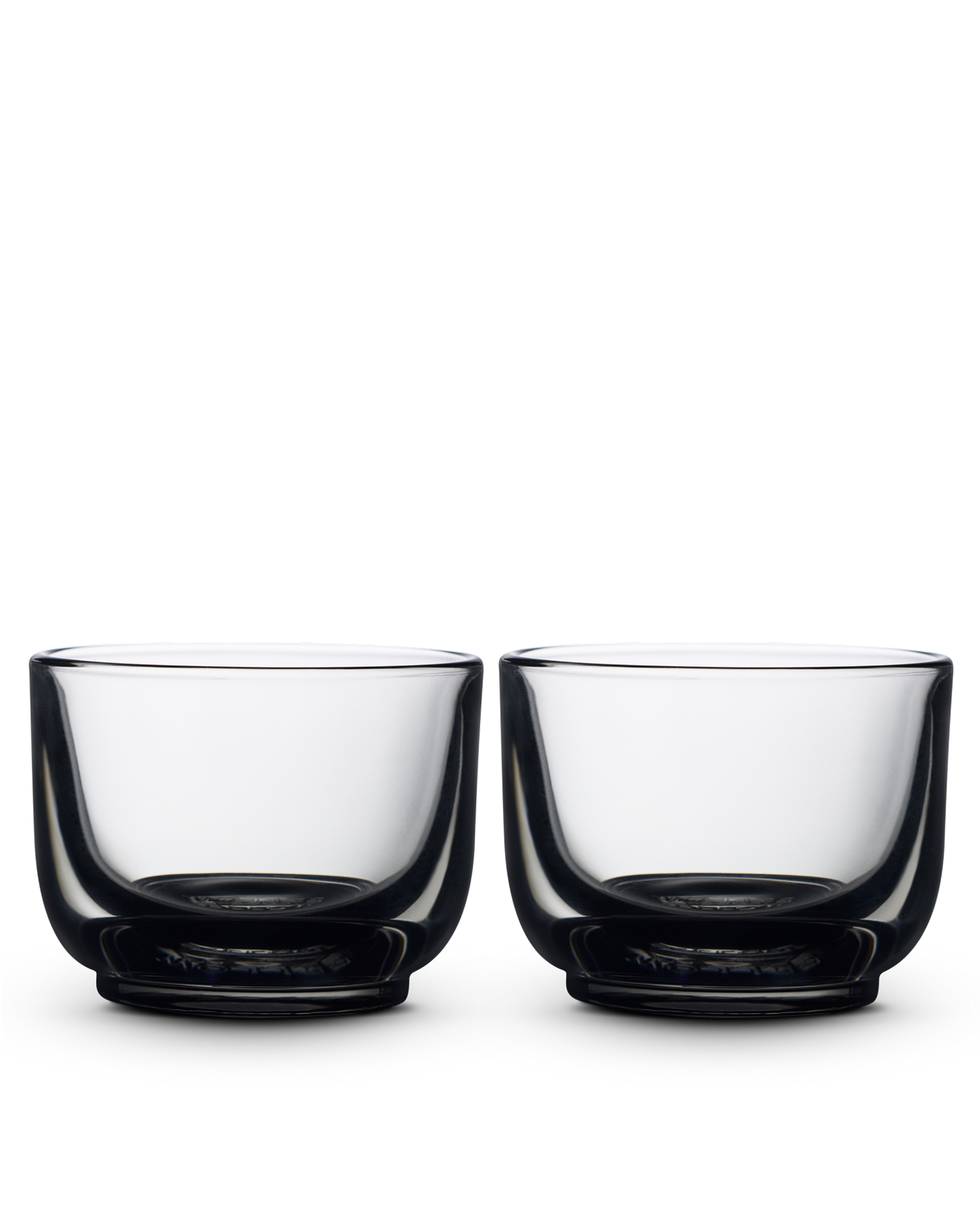 Two Pirch Espresso Glasses by Fellow are placed side by side on a plain white background.
