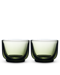 Two Pirch Espresso Glasses by Fellow with rounded bottoms sit side by side on white. - media thumbnail