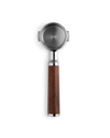 Fellow Espresso 58 mm Bottomless Portafilter in walnut, ideal for rich espresso shots.