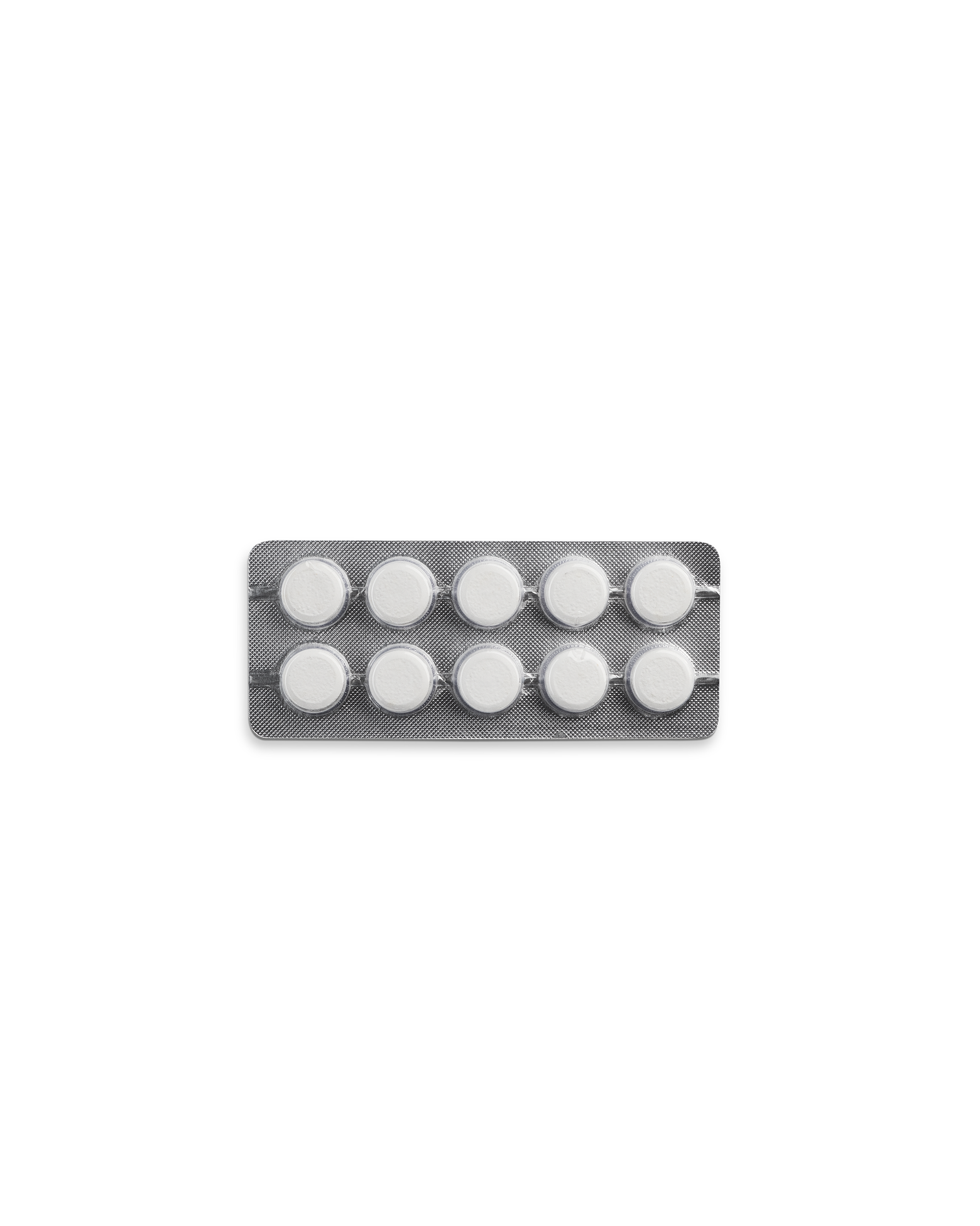 A blister pack of ten Fellow Series 1 Grouphead Cleaning Tablets on a white background.