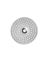 Fellow Espresso Series 1 round metal shower screen with evenly spaced holes, top view.
